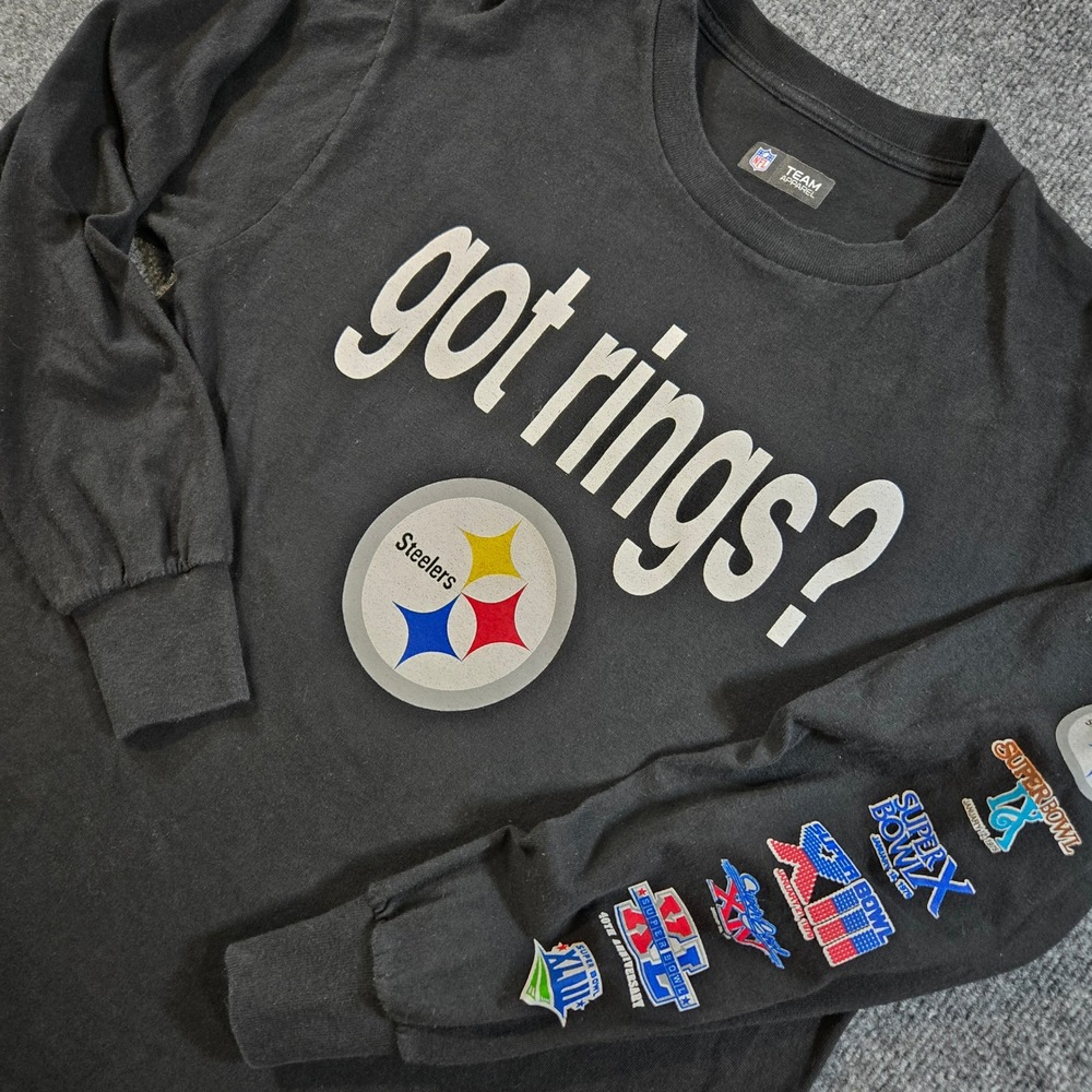 VTG NFL Pittsburgh Steelers Got Rings Super Bowl Champions Long Sleeve Shirt M